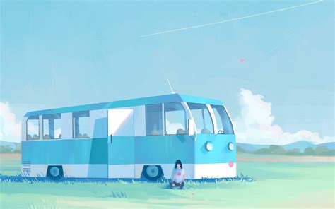 Anime Artwork Buses Vehicle Outdoors Anime Girls Wallpaper Resolution