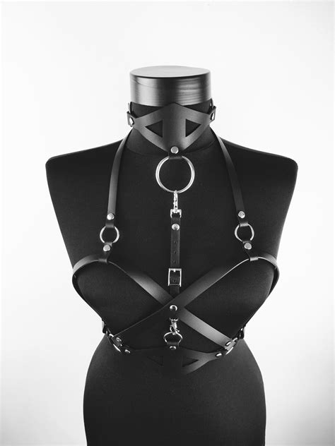 leather body chest harnesssexy harness leather womenblack etsy