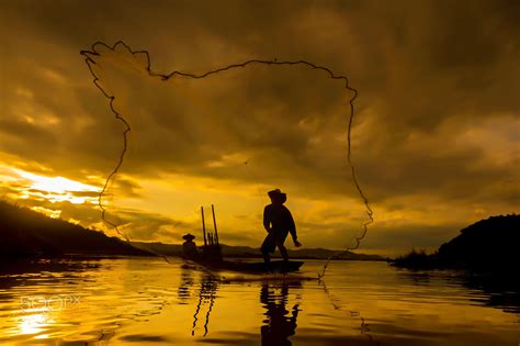 Fisherman Action When Fishing Beach Rocks Sunset Photography Fish