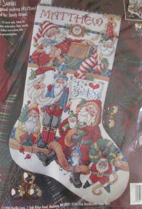 Christmas Stocking Cross Stitch Kit Santa Bucilla Etsy Cross Stitch