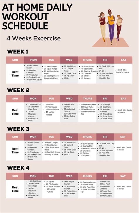 4 Week Beginner Workout Plan Daily Workout Schedule Workout Schedule