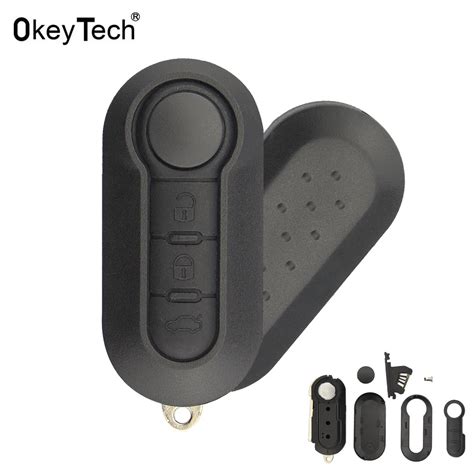Okeytech Buttons Flip Folding Car Key Shell For Fiat Punto Ducato