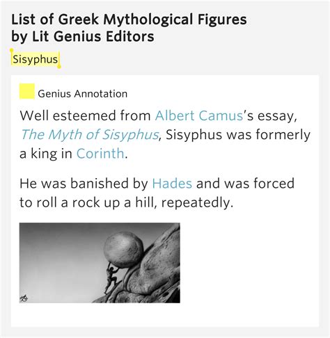 The plot and genre of sisyphus: Sisyphus - List of Greek Mythological Figures Meaning