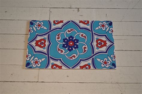 Turkish Iznik Handmade Tile Wall Decor Set Of Four 39cmx24cm Etsy