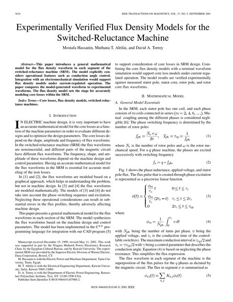 PDF Experimentally Verified Flux Density Models For The Switched