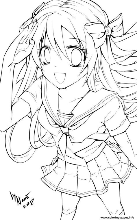 anime school girl coloring pages printable