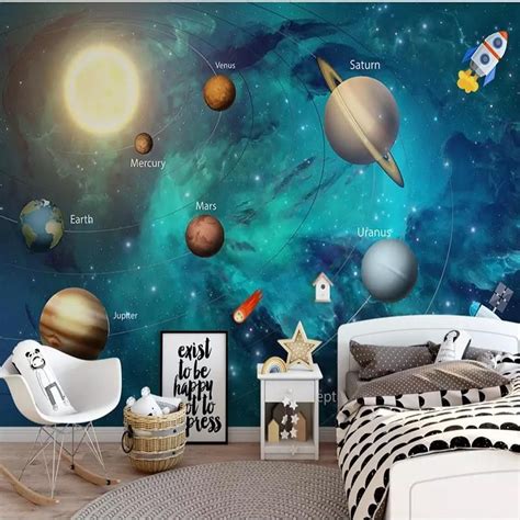 Custom Wallpaper Mural For Kids Room Hand Painted Space Universe