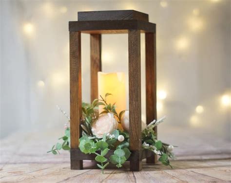 Reclaimed Wood Lantern Candle Lantern Rustic Wedding Centerpiece