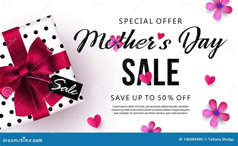 Mothers Day Sale Banner Or Poster Design With Beautiful Gift Box Paper