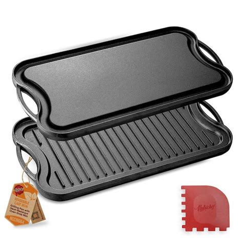 Nutrichef 1996 In Kitchen Flat Grill Plate Pan Reversible Cast Iron