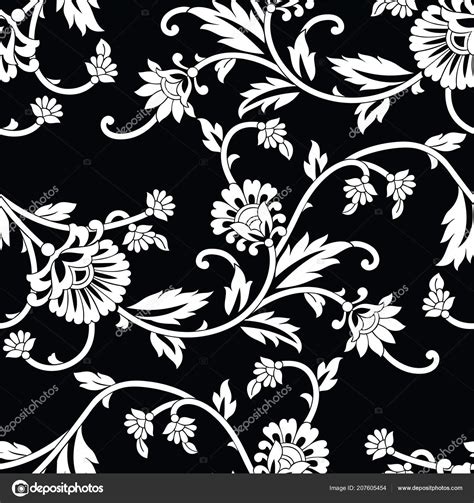 Seamless Black White Floral Pattern Stock Vector By Malkani