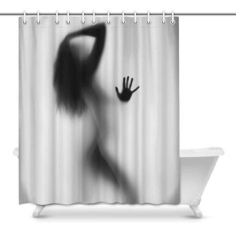 Mkhert Funny Sexy Woman Silhouette Shadow House Decor Shower Curtain For Bathroom Decorative