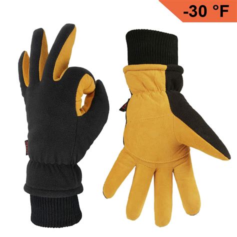 Ozero Winter Gloves Coldproof Thermal Ski Glove Deerskin Leather Palm