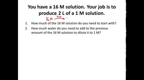 Calculate concentration of solution after dilution: Solving Dilution Problems in Solution Chemistry CLEAR ...