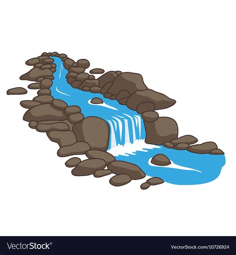River Flowing Down Stream Across A Stones Vector Image