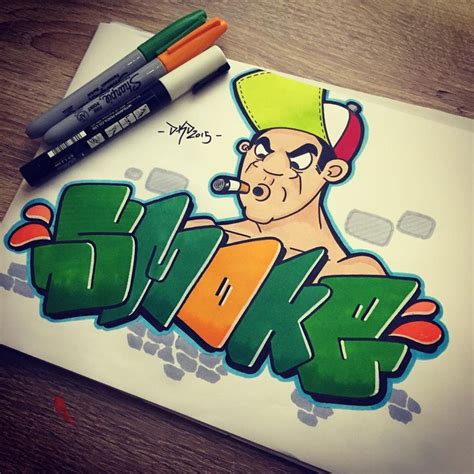 Dkdrawing On Instagram Did A Throwie And A Smoking Character With