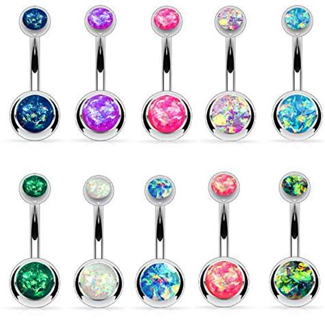 Bodyj You Bodyj You Pc Belly Button Ring Double Created Opal Cz