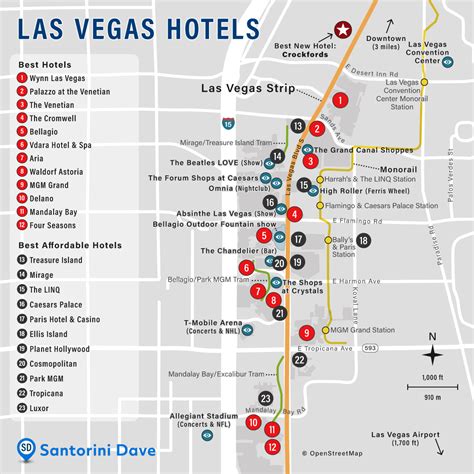 Las Vegas Hotel Map The Strip