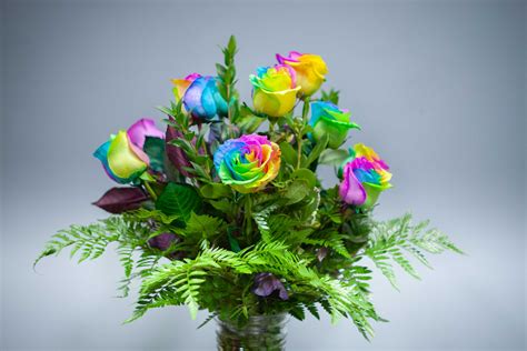 Dozen Rainbow Roses In Claremont Ca Sherwood Florist And Uniqueart Gallery