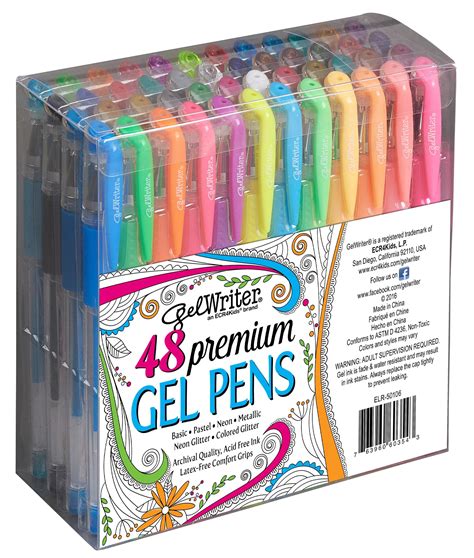 Ecr4kids Gelwriter Gel Pens Set Premium Multicolor In Clear Box 48