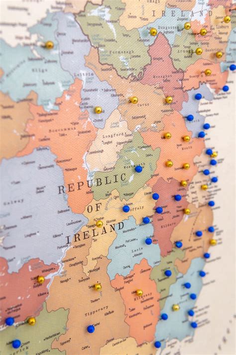 Push Pin Uk And Ireland Map Colorful Detailed