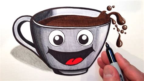 How To Draw A Cute Cup Of Coffee Youtube