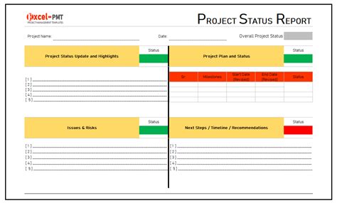 Project Status Report Template Excel Free Download Printable Templates