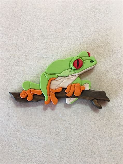 Frog Intarsia Carving Etsy