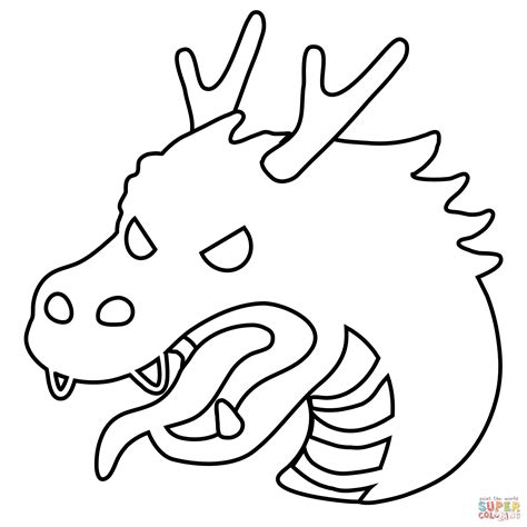 To Print Dragon Face Emoji Coloring Page For Kids