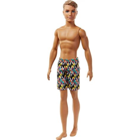 Barbie Ken Beach Doll With Multi Colored Swimsuit Trunks