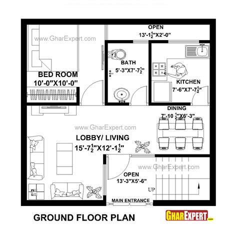 House Plan For 25 Feet By 24 Feet Plot Plot Size 67 Square Yards