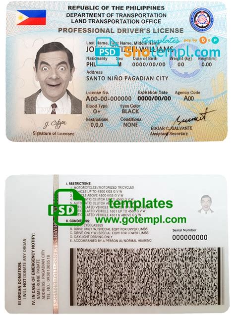 Philippines Driving License Template In Psd Format Driving License