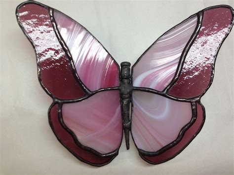 Stained Glass Butterfly Pink Pewter