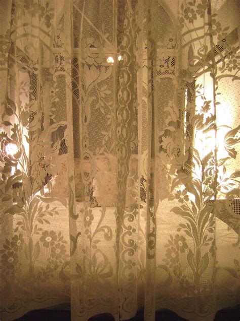 Vintajmercantile Vintage Lace Curtains Ecru Floral