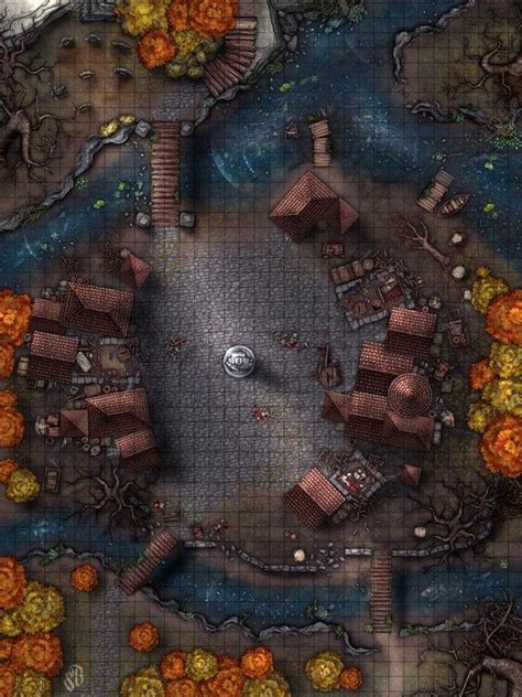 The Cursed Village X Battlemap Dndmaps Fantasy City Map