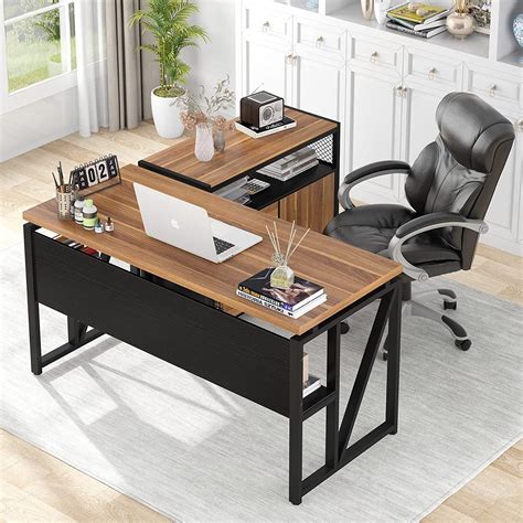 Tribesigns L Shaped Desk With Drawer 55 Inches Executive Desk And
