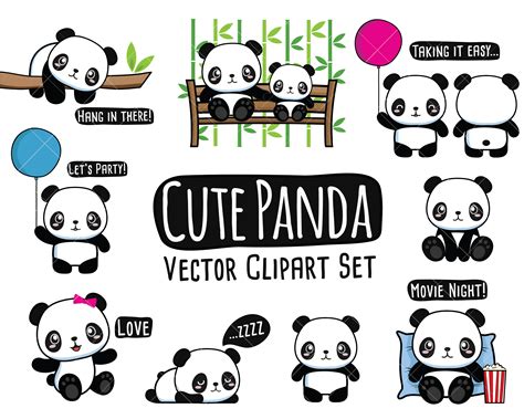 Panda Clipart Cute Pand Clip Art Bear Clipart Kawaii Panda By My