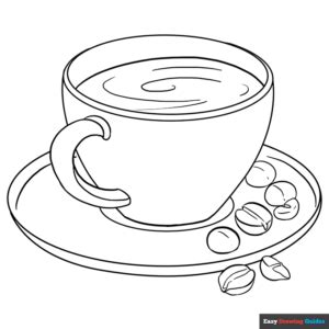 Coffee Cup Coloring Page Easy Drawing Guides