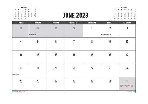 Free June 2023 Calendar Template 23288
