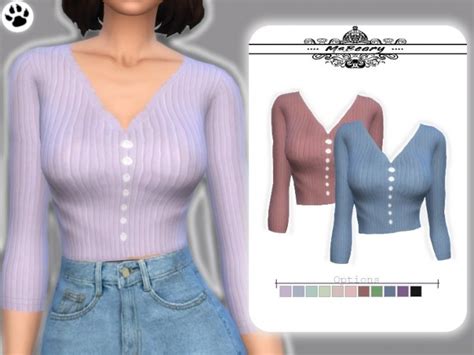 Rib Nit Button Shirt By Msbeary At Tsr Sims 4 Updates