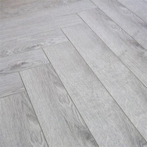 Vivant Herringbone 12mm Light Grey Oak Laminate Flooring Parquet £1999