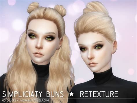 Aveira Sims 4 Simpliciaty Buns Hairs Retextured Sims 4 Hairs Bun