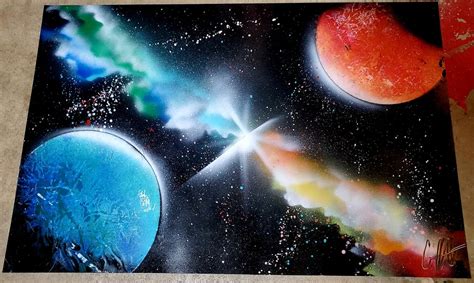 Worlds Divide Spraypaint Art Spray Paint Galaxy Art Etsy