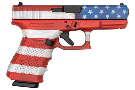 Glock 19 Gen4 9mm 15 Round Pistol With American Flag Cerakote Made In
