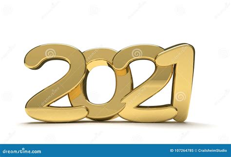 Year 2021 Golden Bold 3d Render Isolated Stock Illustration
