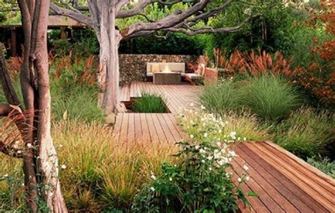 inspirasi taman belakang rumah gaya tropis modern asri  teduh