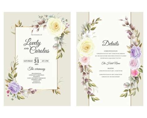 Elegant Flower Wedding Invitation Card Kit Vector Best Flower Site