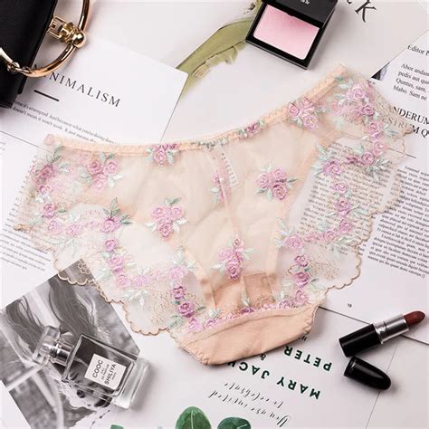 Cotton Crotch Women Briefs Panties Sexy Lace Flower Embroidered Lady