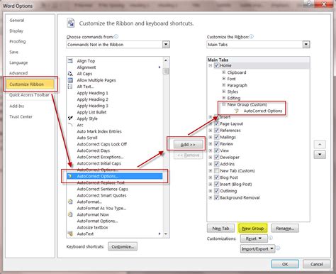 How To Locate And Display Autocorrect Options In Ms Word 2010