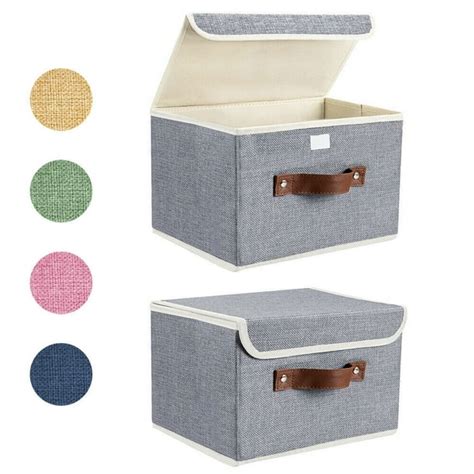 Foldable Fabric Storage Bin With Handle Lid Large Collapsible Box